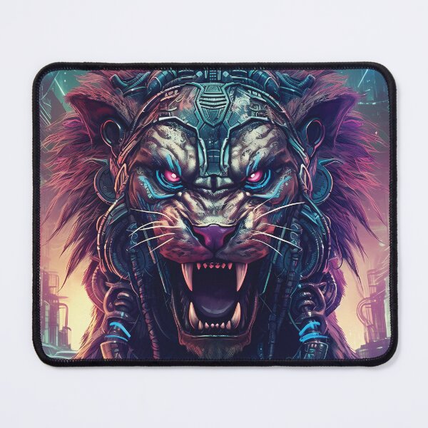 Item preview, Cyber Roar | Futuristic Lion with Cybernetic Implants | Urban Cyberpunk Art designed and sold by PopPopGfx.