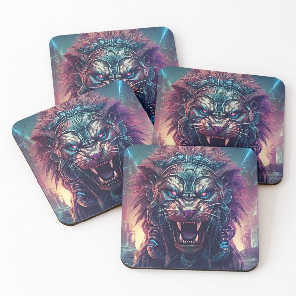 Item preview, Cyber Roar | Futuristic Lion with Cybernetic Implants | Urban Cyberpunk Art designed and sold by PopPopGfx.