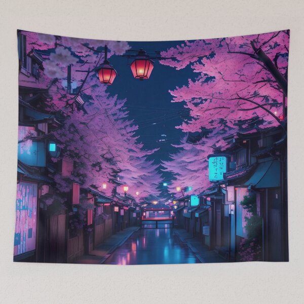 Item preview, Ginkaku ji Kyoto Beautiful Neon Street designed and sold by AiArtMerch.