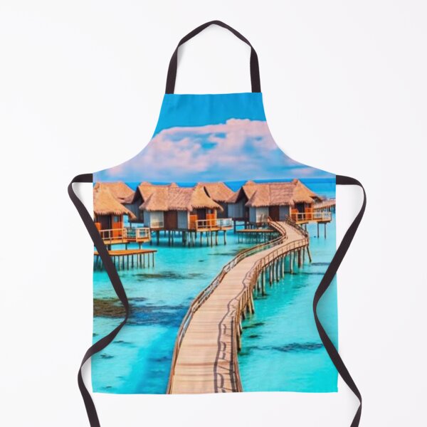 Item preview, Tropical Paradise - Tiki Huts on the Water in Fiji Art Print, A Serene Island Escape designed and sold by Dubage603.