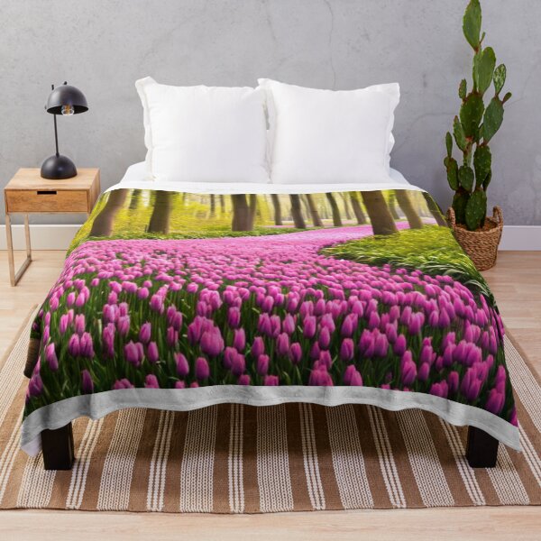 Item preview, Blooming Trails - Path of Tulip Flowers Art Print, A Colorful Journey designed and sold by Dubage603.