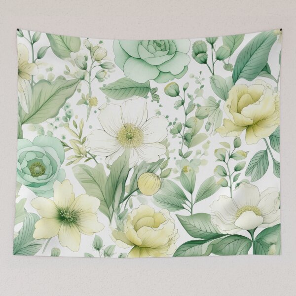 Item preview, Floral Watercolor Pattern - Peaceful Green designed and sold by tomohawk64.