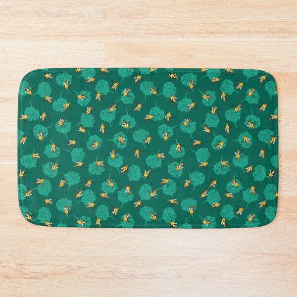 Item preview, Bees and marigold on green background designed and sold by WhiteBearDesign.