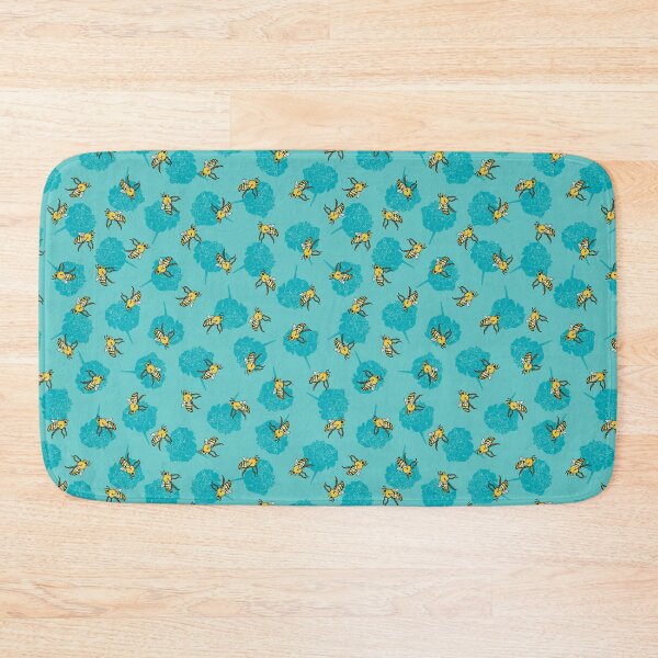 Item preview, Bees and marigold on aqua background designed and sold by WhiteBearDesign.