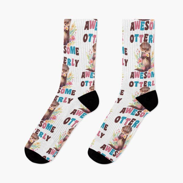Item preview, Otterly Awesome Funny Otter Lover Pun Cute Watercolor Baby Otter Art  designed and sold by Bad Kitty Designz.