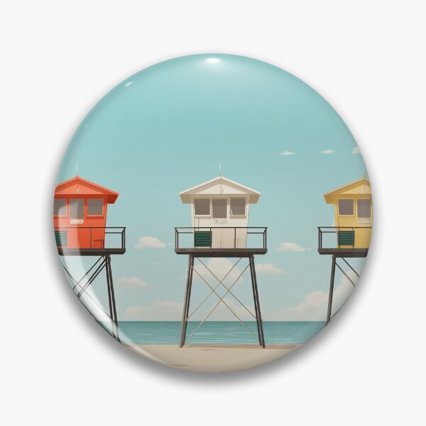 Item preview, Anime Beach Lifeguard Tower Symmetry Wes Anderson designed and sold by HeritageJapArt.