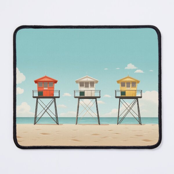Item preview, Anime Beach Lifeguard Tower Symmetry Wes Anderson designed and sold by HeritageJapArt.