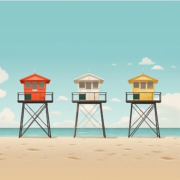 Anime Beach Lifeguard Tower Symmetry Wes Anderson