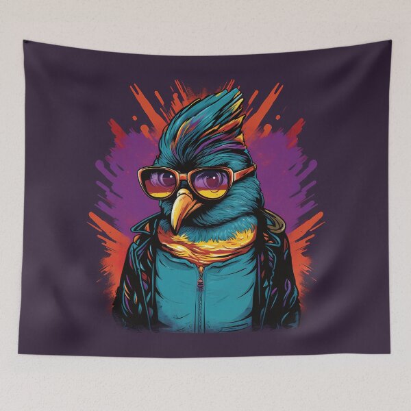 Item preview, Funky Penguin with Style | Colorful Mohawk, Leather Jacket, and Shades designed and sold by PopPopGfx.