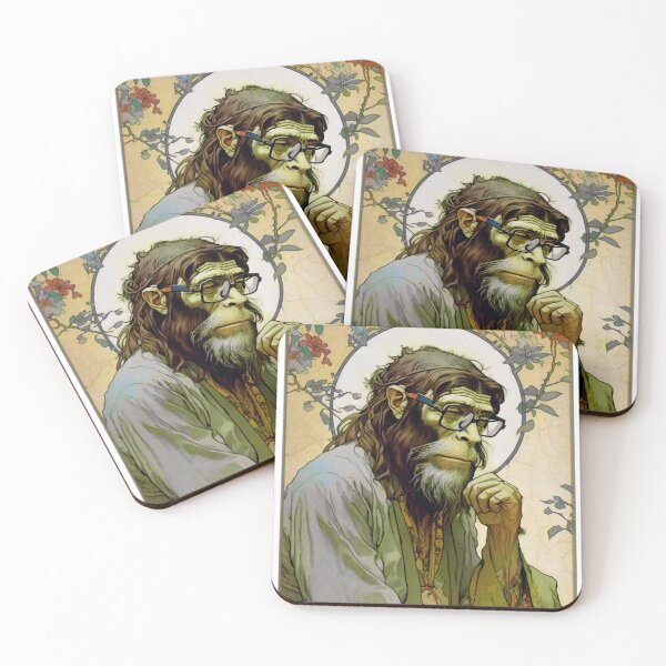 Item preview, Art Nouveau Primate Professor Hippie Thinker designed and sold by entwithanaxe.