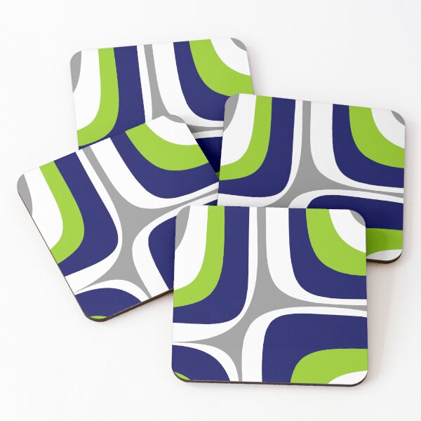 Item preview, Retro Groove Mid Century Modern Abstract Pattern Lime Green Navy Blue Gray White designed and sold by kierkegaard.
