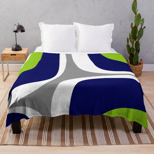 Item preview, Retro Groove Mid Century Modern Abstract Pattern Lime Green Navy Blue Gray White designed and sold by kierkegaard.