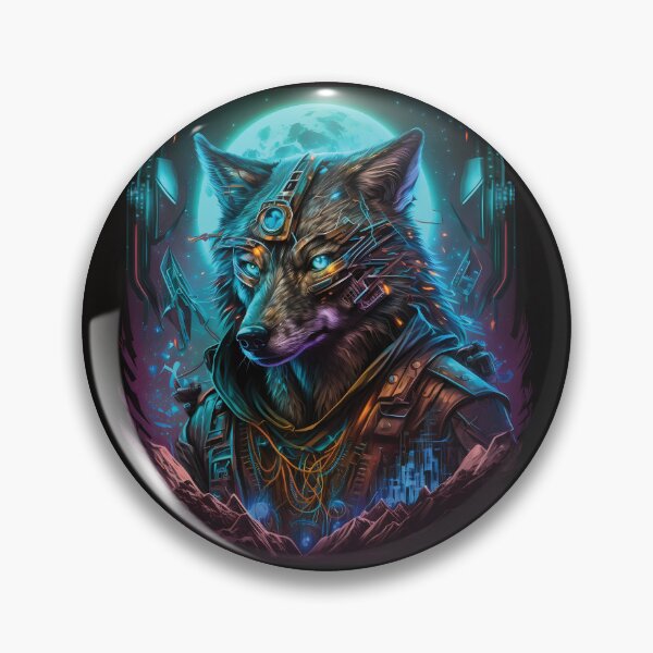 Item preview, Futuristic Cyberwolf | Majestic Wolf with Blue Eyes designed and sold by PopPopGfx.