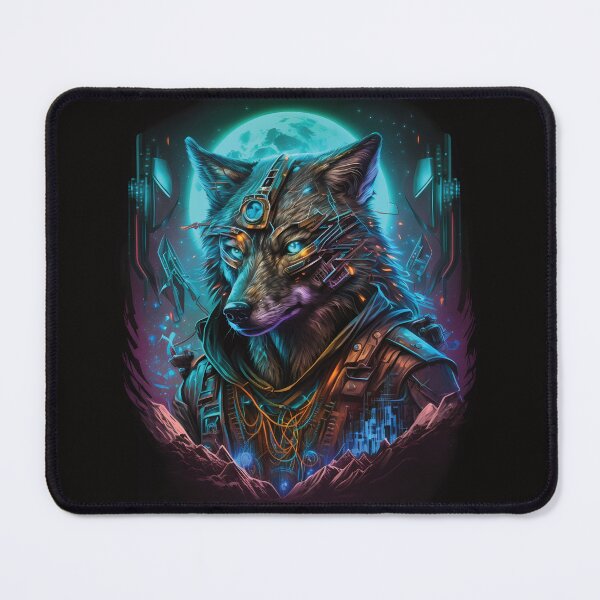 Item preview, Futuristic Cyberwolf | Majestic Wolf with Blue Eyes designed and sold by PopPopGfx.