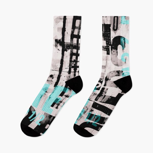 Item preview, Grunge Typo Street Art Black And White With Turquoise designed and sold by artsandsoul.