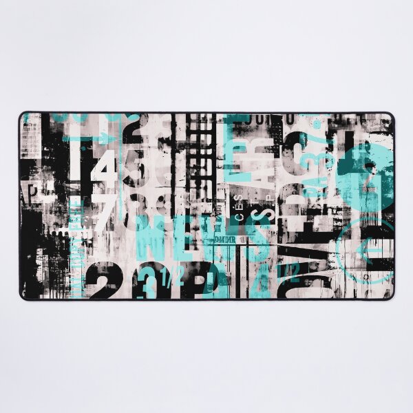 Item preview, Grunge Typo Street Art Black And White With Turquoise designed and sold by artsandsoul.