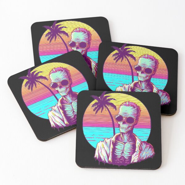 Item preview, 80's retro vaporwave funny zombie in sunglasses on palm beach designed and sold by TomFrontierArt.