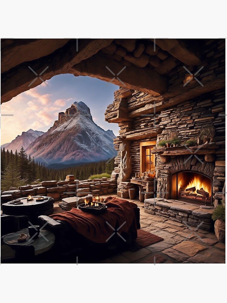 Premium AI Image  A warm room with a fireplace and a blanket on