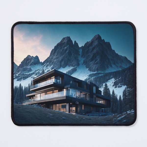 Item preview, A Modern Mountain Home with a Spacious Deck and Panoramic Views, Ai Generated Art designed and sold by AiGens.