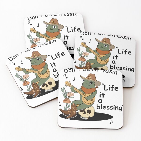 Item preview, Don't be Stressin Life it a blessing Cowboy Frog Play Guitar designed and sold by GaemGlomDesign.