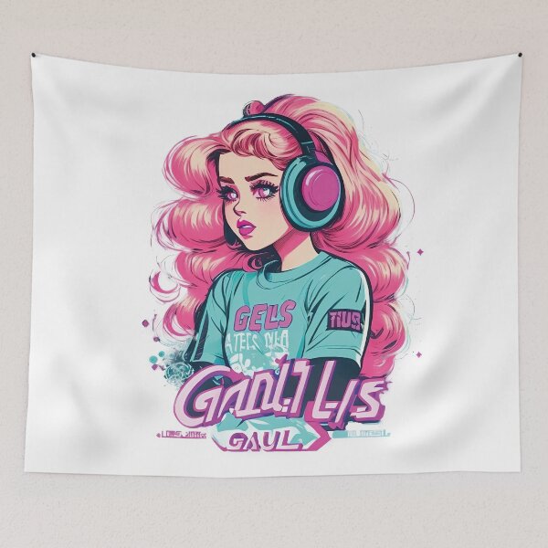 Item preview, Cute Girl with headphones designed and sold by Ultimatedezign.