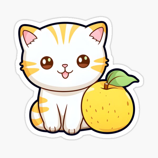 Kawaii Cat Eating a Slice of Strawberry Cake  Sticker for Sale by  Sereneluna