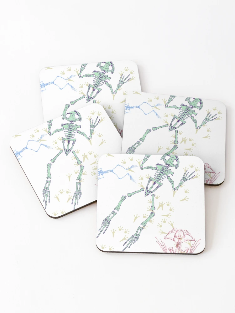 Thumbnail 1 of 5, Coasters (Set of 4), Frog Skeletons Baby! designed and sold by ReeReeDesigns.