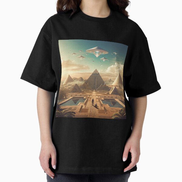 Futuristic Egyption World Digital Art Oversized T-Shirt