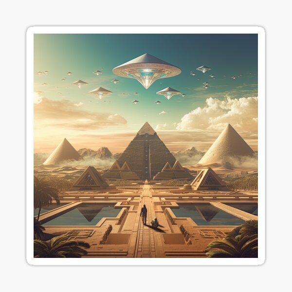 Futuristic Egyption World Digital Art Sticker