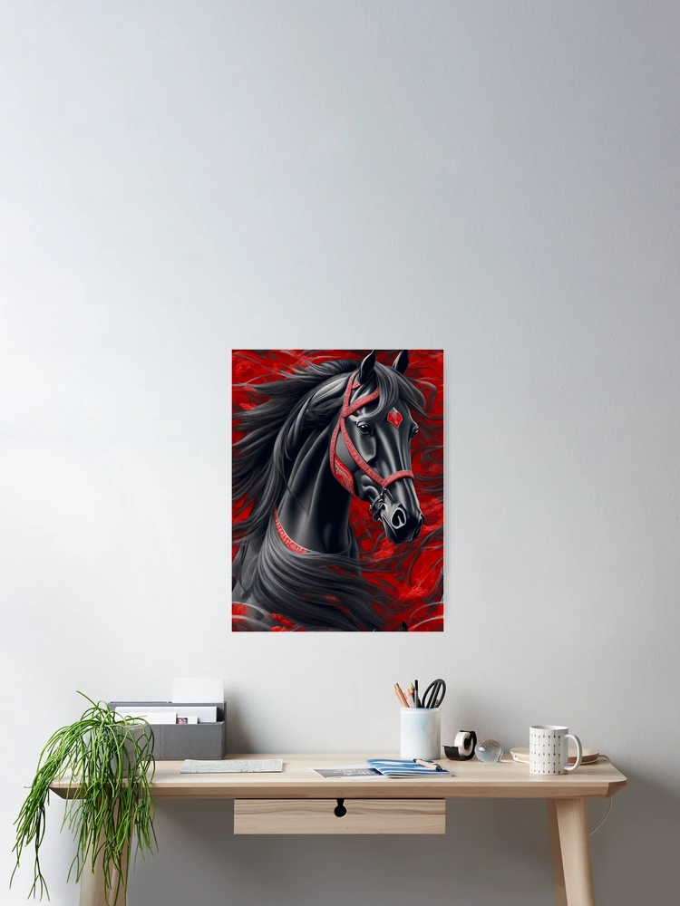 Aperçu 2 sur 3. Poster avec l'œuvre Black Arabian horse pattern créée et vendue par Rothnaric.