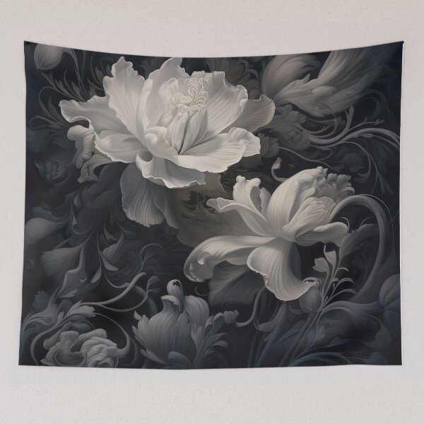 Item preview, Gray Floral & White pattern designed and sold by Soulsystem123.