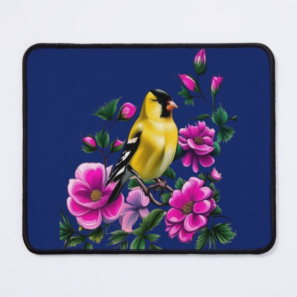 Item preview, Goldfinch Surrounded By Pink Wild Roses Iowa State Tattoo Art designed and sold by taiche.