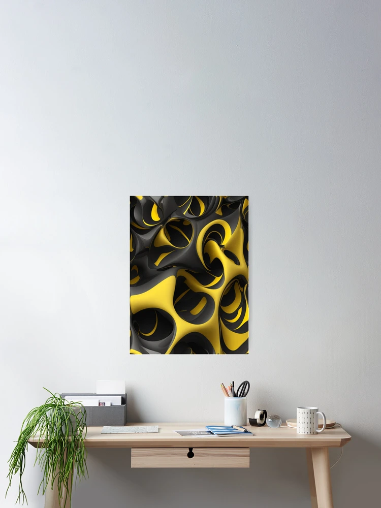 Aperçu 2 sur 3. Poster avec l'œuvre Black and yellow abstract pattern créée et vendue par Rothnaric.