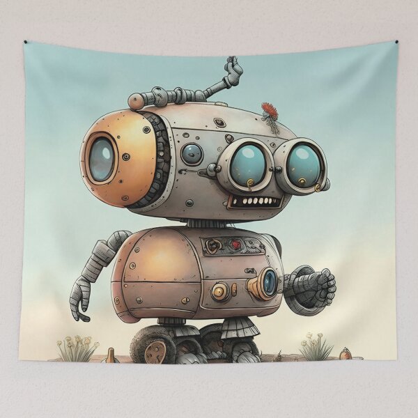 Item preview, Futuristic Robot in Cartoon Style - Playful Digital Art designed and sold by PixelSpectrum.