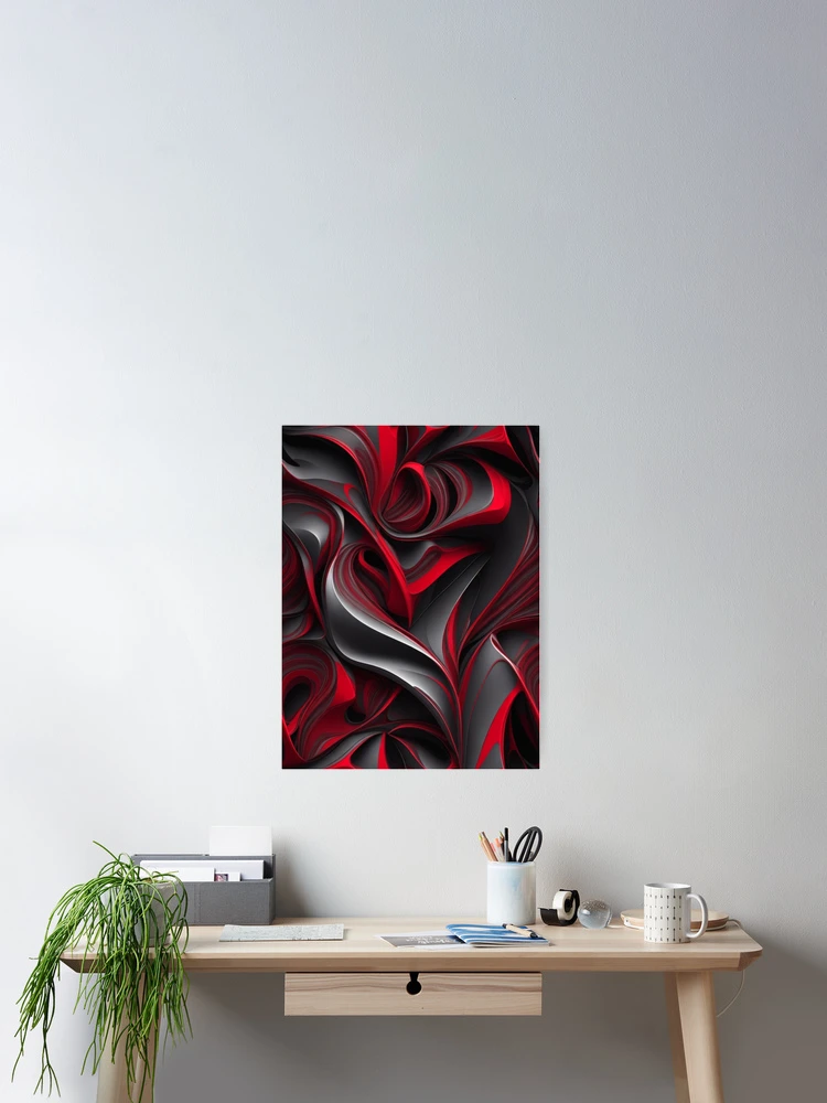 Aperçu 2 sur 3. Poster avec l'œuvre Black and red abstract metal pattern créée et vendue par Rothnaric.