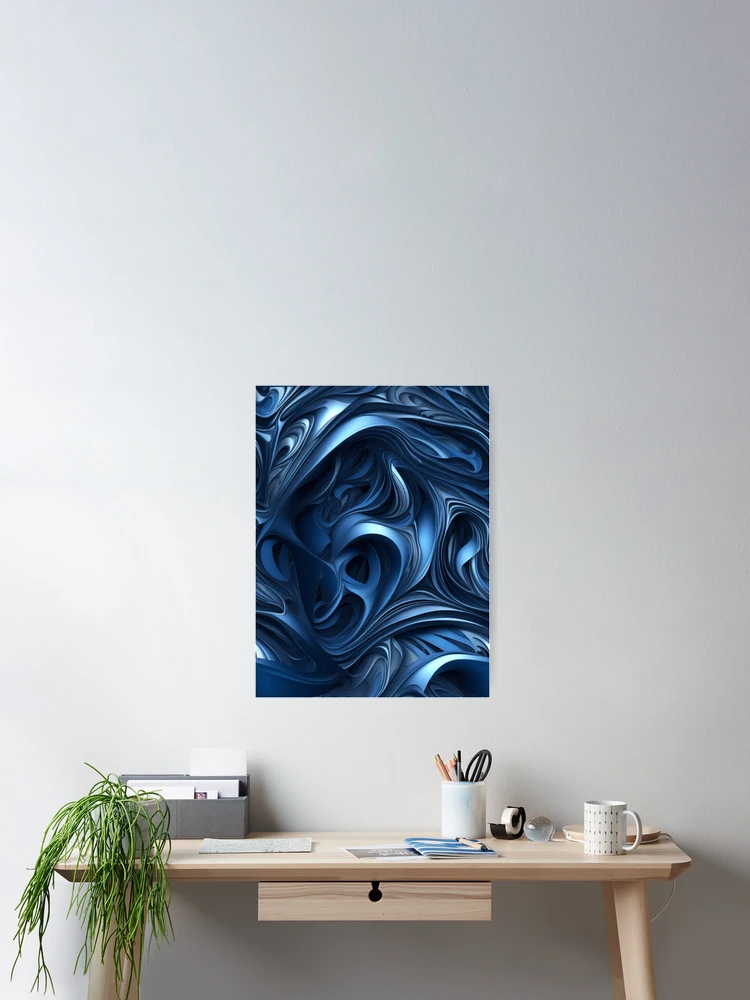 Aperçu 2 sur 3. Poster avec l'œuvre Black and blue abstract metal pattern créée et vendue par Rothnaric.