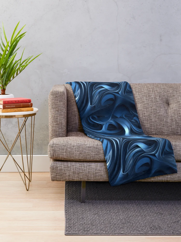 Thumbnail 2 von 6, Fleecedecke, Black and blue abstract metal pattern designt und verkauft von Rothnaric.