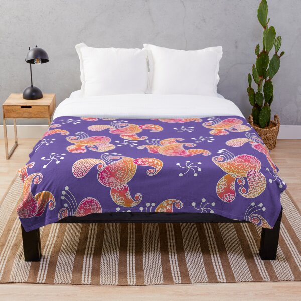 Item preview, Decorated Paisley Pattern in a Burnt Orange and Hot Pink Ombré effect with a  Purple Background  designed and sold by Aureusglow.