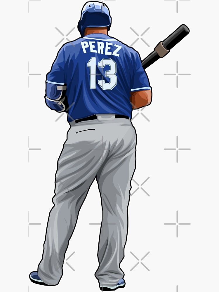 13 SALVADOR PEREZ WHITE BASEBALL JERSEY KANSAS CITY ROYALS DECAL / STICKER