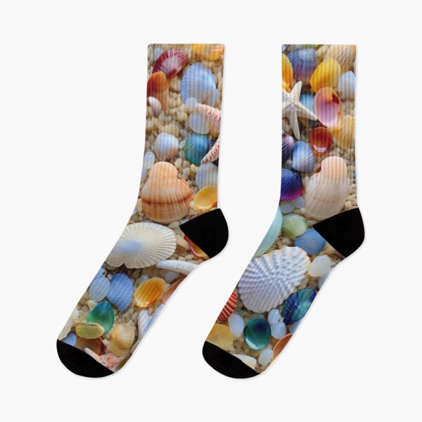 Item preview, Coastal Treasures - Close-Up View of Seashells and Sea Glass Art Print, Beachside Serenity designed and sold by Dubage603.