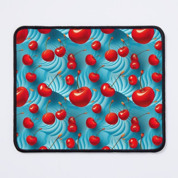 Item preview, Red Cherries on a Baby Blue Background Pattern designed and sold by Hibiskusmond.