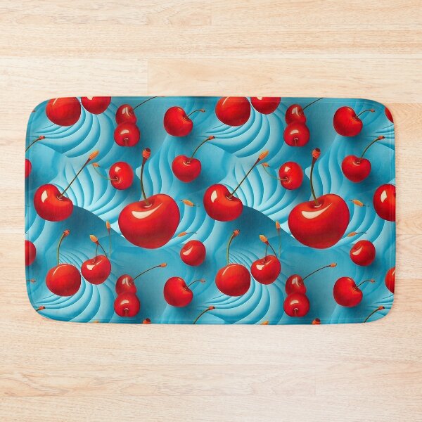 Item preview, Red Cherries on a Baby Blue Background Pattern designed and sold by Hibiskusmond.