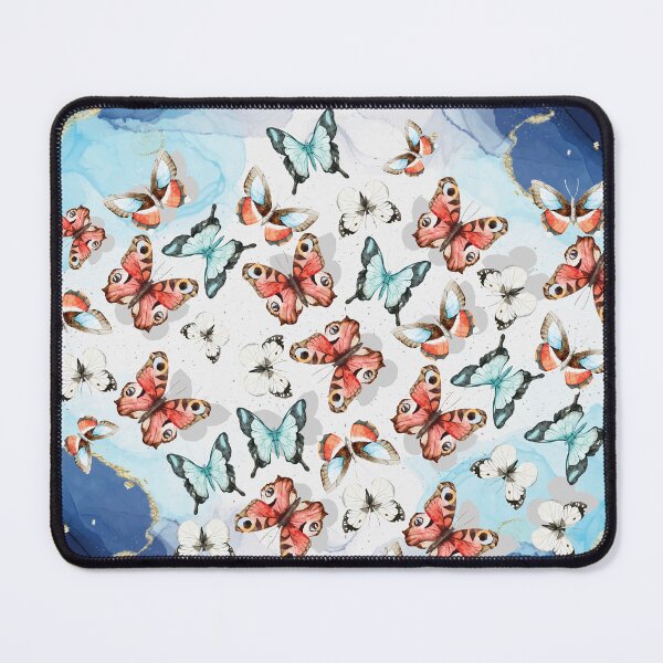 Item preview, Butterfly Symphony: Colorful Wings on Marble Blue designed and sold by arezoo-sh.