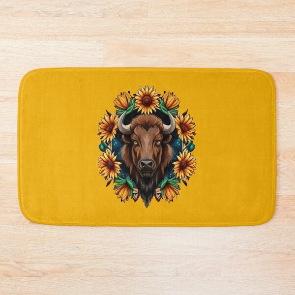 Item preview, American Bison With Sunflower Wreath Kansas State Tattoo Art designed and sold by taiche.