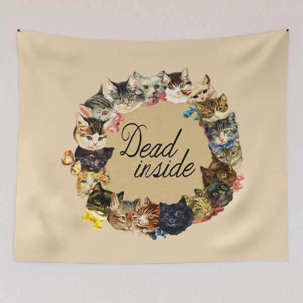 Item preview, Vintage Cat Illustration Slogan - "Dead Inside" version designed and sold by SocietyCrumbles.