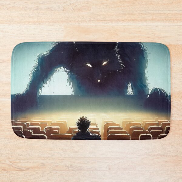 Item preview, Horror movie addict werewolf in cinema hall designed and sold by TomFrontierArt.
