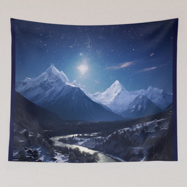 Item preview, A River Running Through A Snowy Valley & Mountain designed and sold by GiveMeMood.