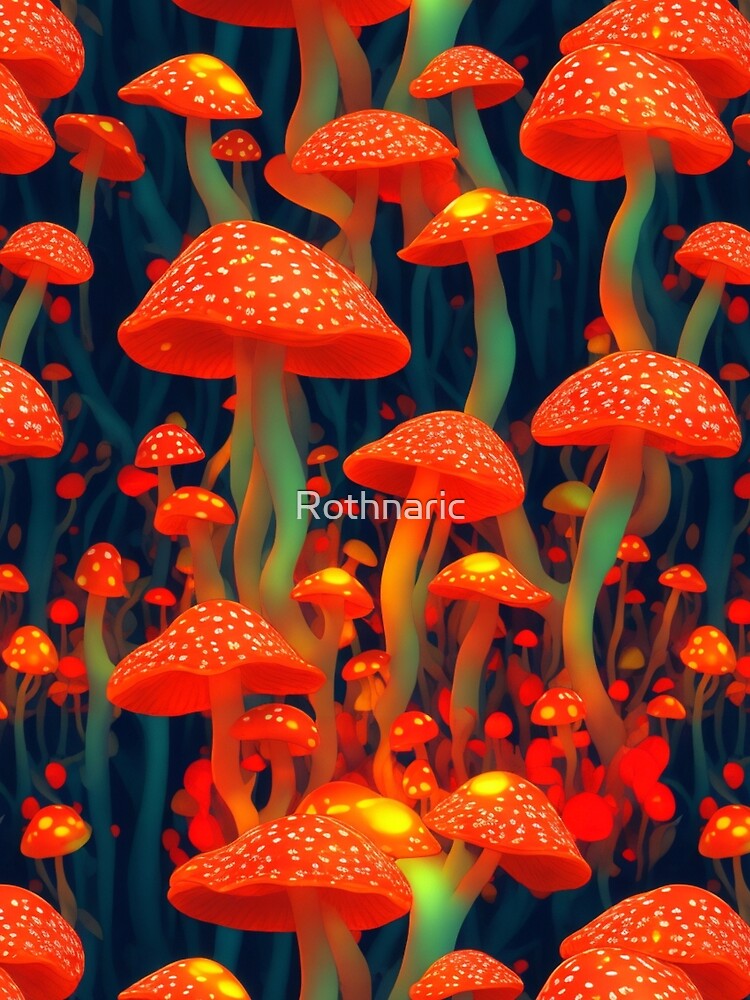 Thumbnail 3 von 3, Tuch, Glowing mushroom forest pattern designt und verkauft von Rothnaric.