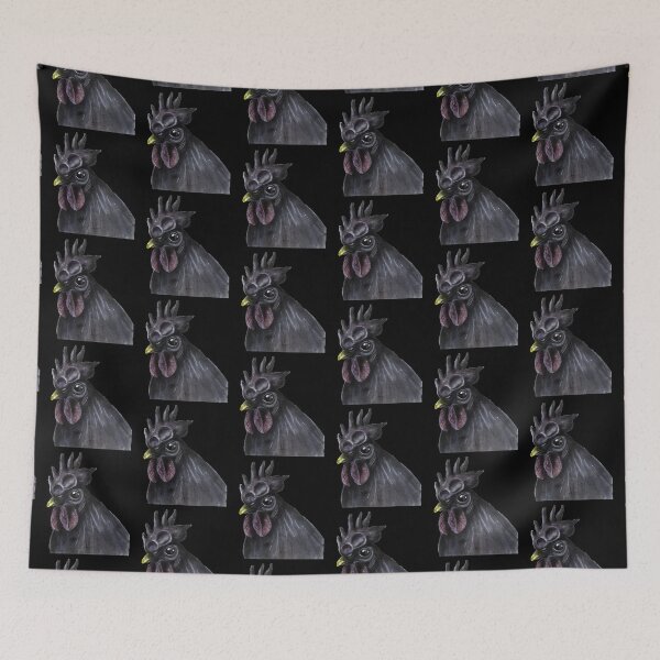 Item preview, Black Ayam Cemani rooster watercolour painting designed and sold by Funsize-Art.