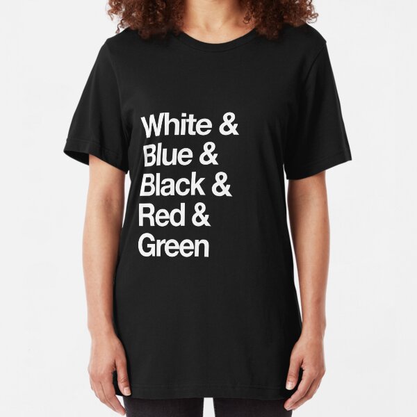 White & Blue & Black & Red & Green - Reversed Slim Fit T-Shirt